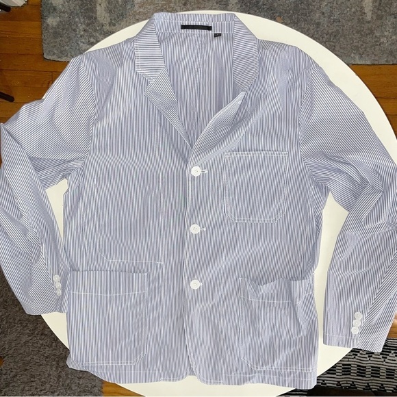 Uniqlo Men’s Summerweight Striped Blazer Jacket Size Small Regular Fit - Picture 2 of 7